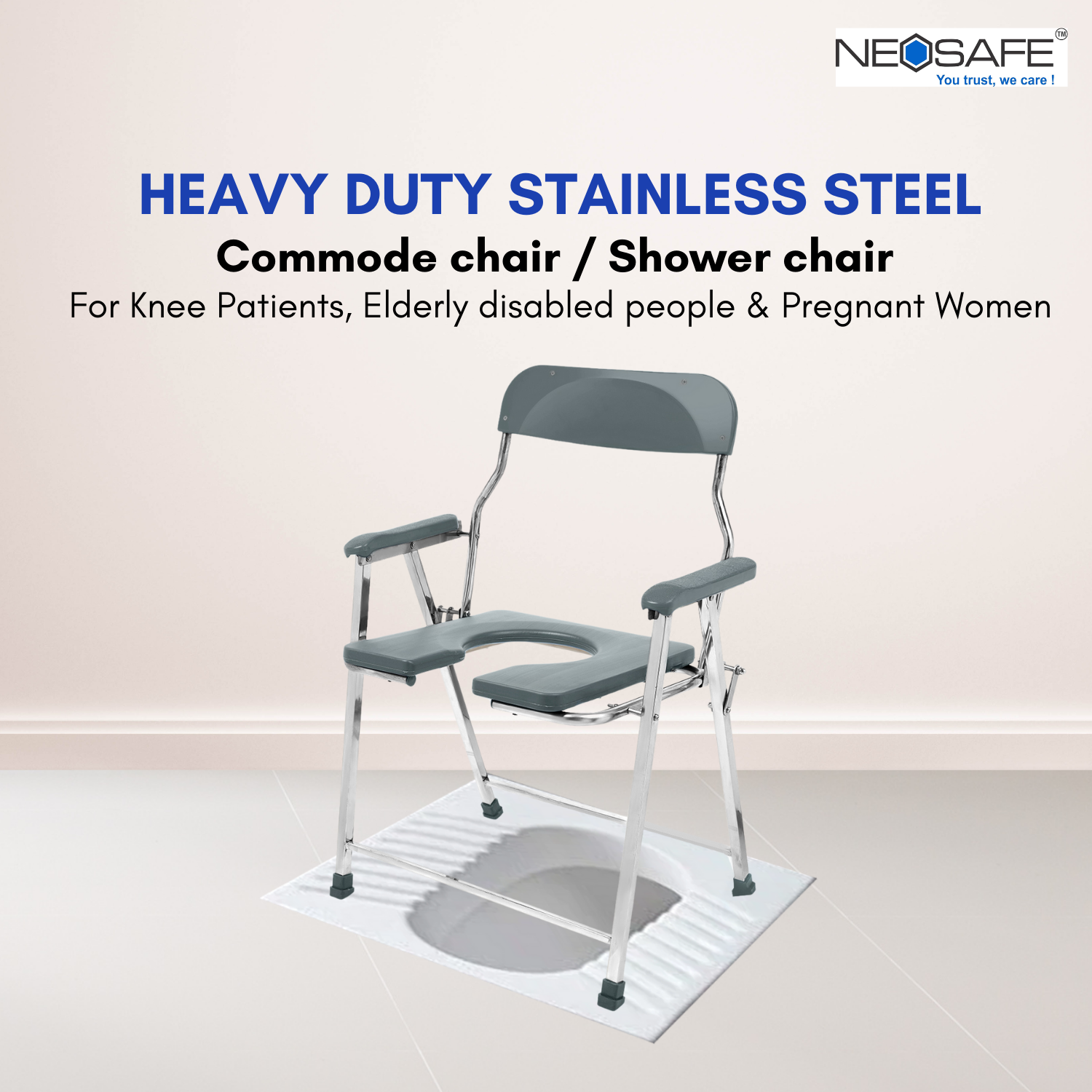Height Adjustable Commode chair - Image 2