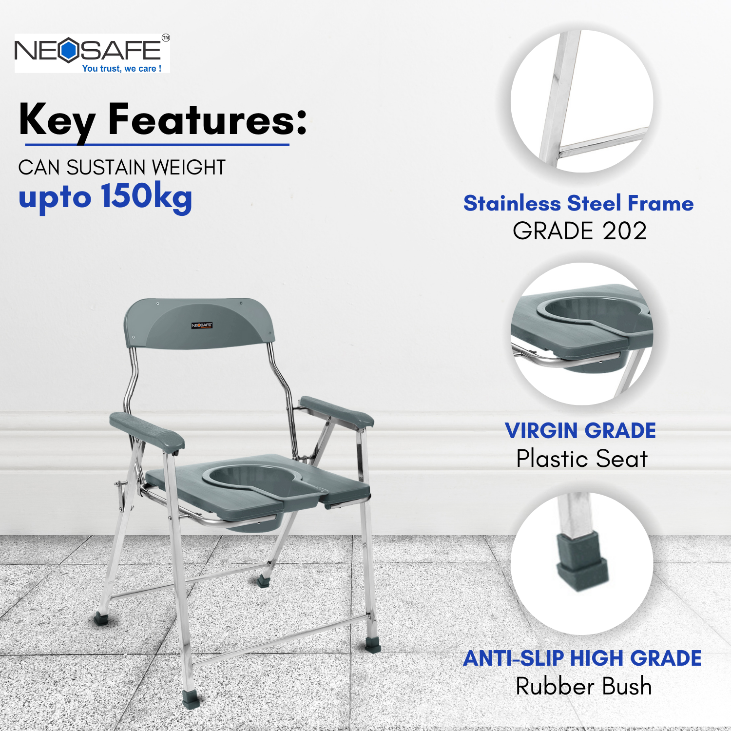 Height Adjustable Commode chair - Image 3