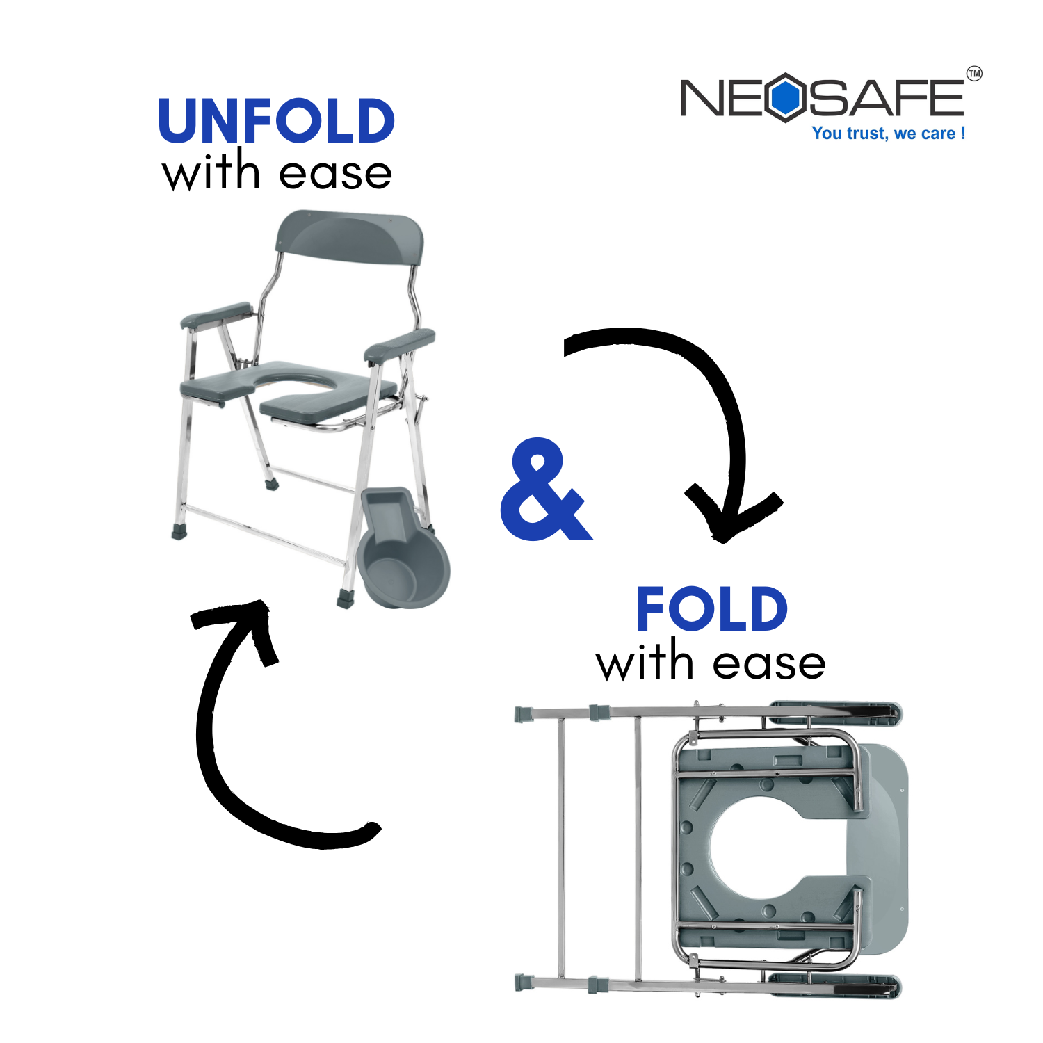 Height Adjustable Commode chair - Image 4